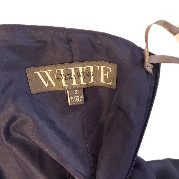 Vera Wang NWT $159 Marine Blue Satin Strapless Fit & Flare Formal Dress, Size 2 - Picture 6 of 8